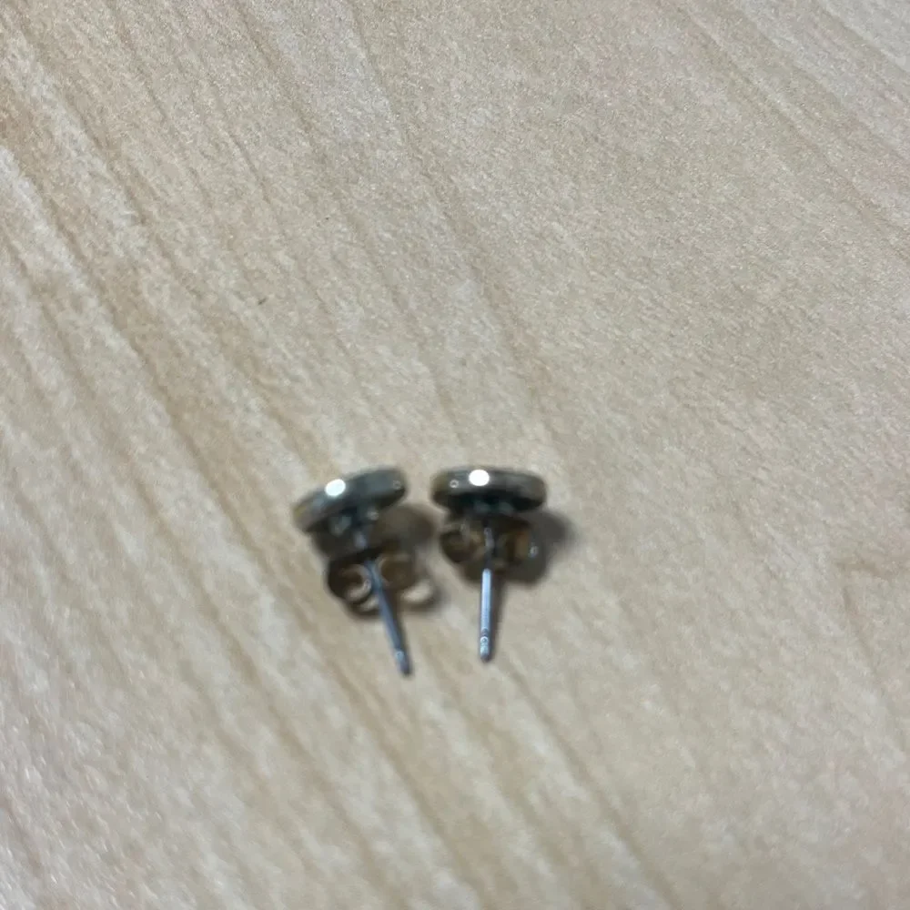 Women faux vintage Silver and White Stud Earrings